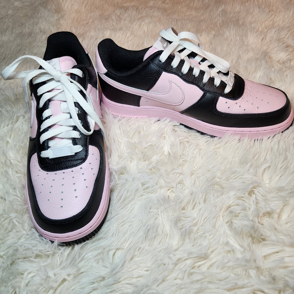 Sold Nike Air Force 1 Pink Black Sneakers 8